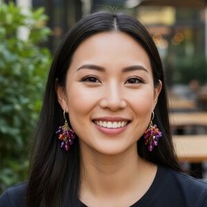 Women's dangly beaded gold earrings